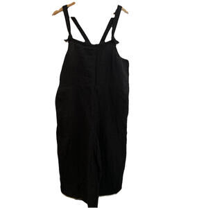Pact Organic Cotton Wide Leg Overalls Jumpsuit Womens Small Black NEW NWT